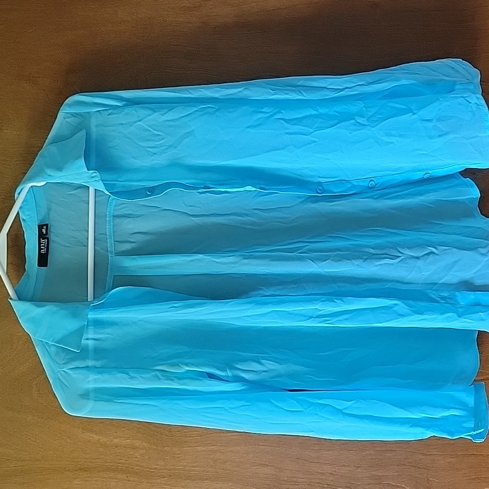 A.n.a XS Sheer Blue Button Down
